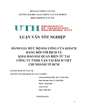 Đánh giá mức độ hài lòng của khách hàng đối với dịch vụ khai báo hải quan điện tử tại công ty tnhh vận tải bách việt chi nhánh tp hcm