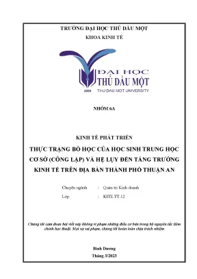 Thực trạng bỏ học của học sinh trung học cơ sở công lập và hệ lụy đến tăng trưởng kinh tế trên địa bàn thành phố thuận an
