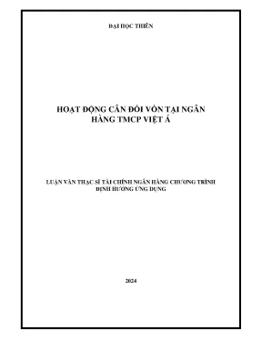 Hoạt động cân đối vốn tại các chi nhánh ngân hàng tmcp việt á