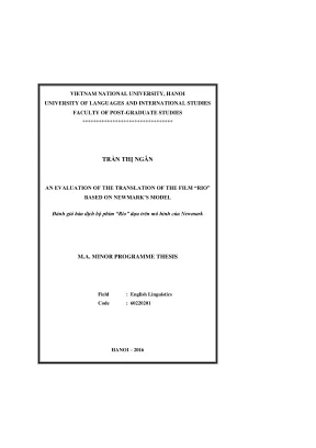 Luận văn thạc sĩ an evaluation of the translation of the film rio based on newmarks model