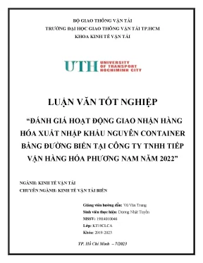 Đánh giá hoạt động giao nhận hàng hóa xuất nhập khẩu nguyên container bằng đường biển tại công ty tnhh tiếp vận hàng hóa phương nam năm 2022