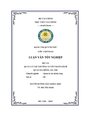 Luận văn tốt nghiệp quản lý chi thường xuyên ngân sách quận hà đông hà nội