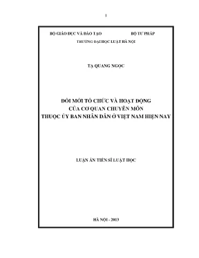 Đổi mới tổ chức và hoạt động của cơ quan chuyên môn thuộc ủy ban nhân dân ở việt nam hiện nay