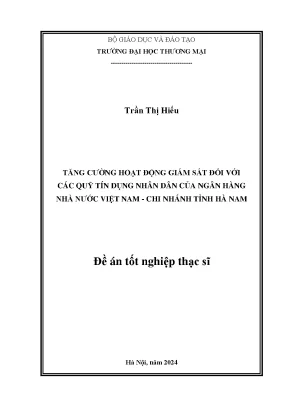 Đề án tốt nghiệp thạc sĩ tăng cường hoạt động giám sát đối với các quỹ tín dụng nhân dân của ngân hàng nhà nước việt nam chi nhánh tỉnh hà nam
