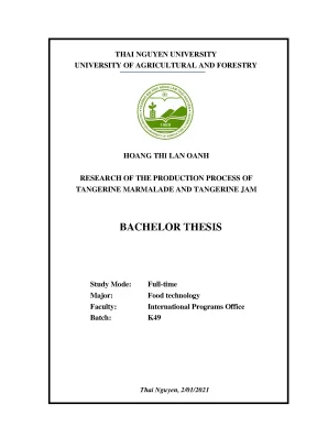 Research of the production process of tangerine marmalade and tangerine jam