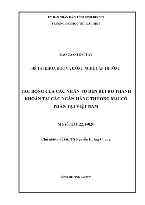 Tác động của các nhân tố đến rủi ro thanh khoản tại các ngân hàng thương mại cổ phần tại việt nam tt