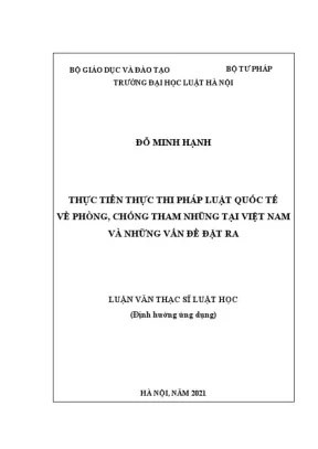 Thực tiễn thực thi pháp luật quốc tế về phòng chống tham nhũng tại việt nam và những vấn đề đặt ra