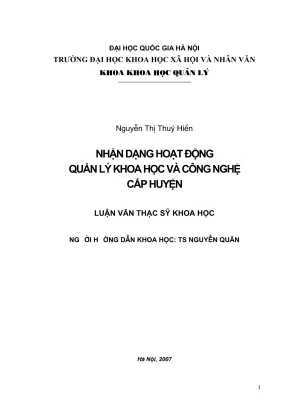 Luan van thac si quan ly khoa hoc va cong nghe nhan dang hoat dong quan ly khoa hoc va cong nghe cap huyen