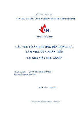 Các yếu tố ảnh hưởng đến động lực làm việc của nhân viên tại nhà máy dlg ansen