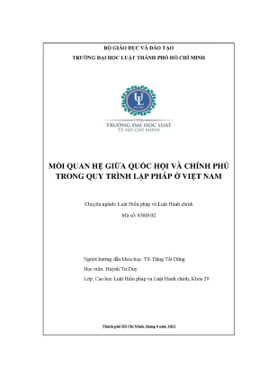 Mối quan hệ giữa quốc hội và chính phủ trong quy trình lập pháp ở việt nam