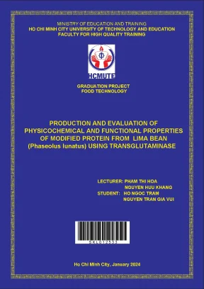 Production and evaluation of physicochemical and functional properties of modified protein from lima bean phaseolus lunatus using transglutaminase