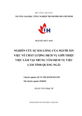 Nghiên cứu sự hài lòng của người xin việc về chất lượng dịch vụ giới thiệu việc làm tại trung tâm dịch vụ việc làm tỉnh quảng ngãi