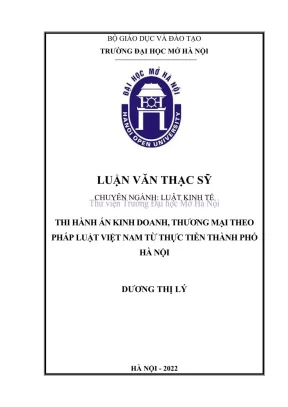 Thi hành án kinh doanh thương mại theo pháp luật việt nam từ thực tiễn thành phố hà nội