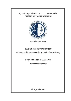 Quản lý nhà nước về cư trú từ thực tiễn thành phố việt trì tỉnh phú thọ