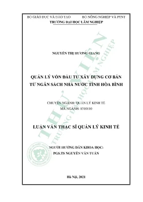 Quản lý vốn đầu tư xây dựng cơ bản từ ngân sách nhà nước tỉnh hòa bình