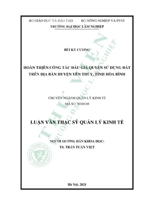 Hoàn thiện công tác đấu giá quyền sử dung đất trên địa bàn huyện yên thủy tỉnh hòa bình