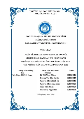 Phân tích hoạt động cho vay đối với khách hàng cá nhân tại ngân hàng thương mại cổ phần công thương việt nam chi nhánh tiền giang giai đoạn 2020 2022
