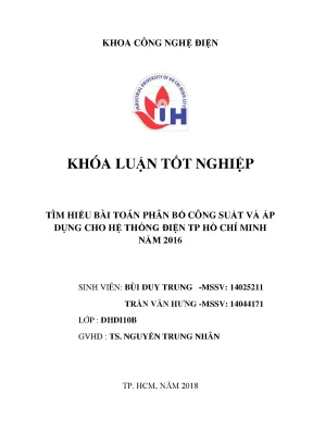 Tìm hiểu bài toán phân bố công suất và áp dụng cho hệ thống điện tp hồ chí minh năm 2016
