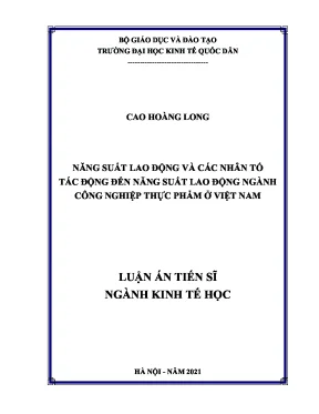 Năng suất lao động và các nhân tố tác động đến năng suất lao động ngành công nghiệp thực phẩm ở việt nam