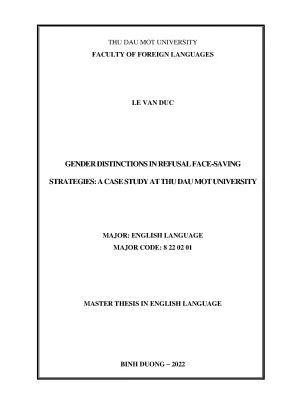 Luận văn gender distinctions in refusal face saving strategies a case study at thu dau mot university