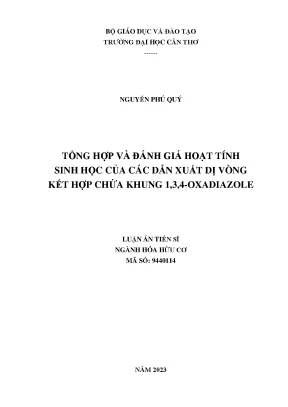 Tổng hợp và đánh giá hoạt tính sinh học của các dẫn xuất dị vòng kết hợp chứa 1 3 4 oxadiazole