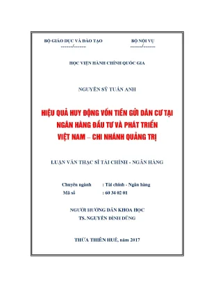 Hiệu quả huy động vốn tiền gửi dân cư tại ngân hàng đầu tư và phát triển việt nam chi nhánh quảng trị