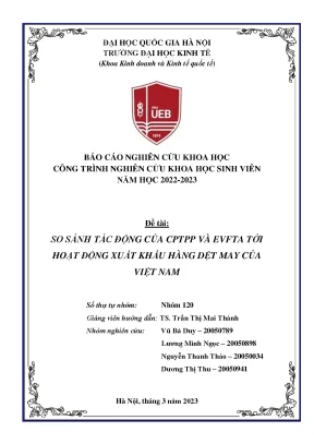 So sánh tác động của cptpp và evfta tới hoạt động xuất khẩu hàng dệt may của việt nam