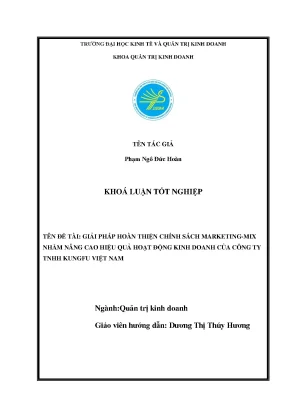 Giải pháp hoàn thiện marketing mix nhằm nâng cao hiệu quả kinh doanh của công ty tnhh kungfu việt nam