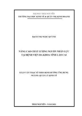 Nâng cao chất lượng nguồn nhân lực tại bệnh viện đa khoa tỉnh lào cai