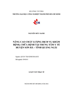 Nâng cao chất lượng dịch vụ khám bệnh chữa bệnh tại trung tâm y tế huyện sơn hà tỉnh quảng ngãi