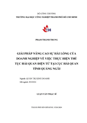 Giải pháp nâng cao sự hài lòng của doanh nghiệp về việc thực hiện thủ tục hải quan điện tử tại cục hải quan tỉnh quảng ngãi