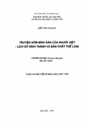 Luận án phó tiến sĩ ngữ văn chuyện nôm bình dân của người việt lịch sử hình thành và bản chất thể loại