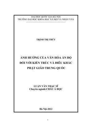 Ảnh hưởng của văn hóa ân độ đối với kiến trúc và điêu khắc phật giáo trung quốc