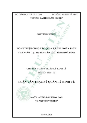 Hoàn thiện công tác quản lý chi ngân sách nhà nước tại huyện tân lạc tỉnh hòa bình