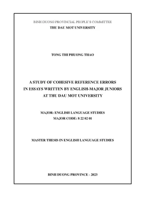 Luận văn a study of cohesive reference errors in essays written by english major juniors at thu dau mot university