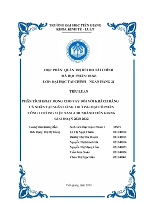 Phân tích hoạt động cho vay đối với khách hàng cá nhân tại ngân hàng thương mại cổ phần công thương việt nam chi nhánh tiền giang