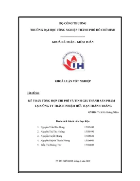 Kế toán tổng hợp chi phí và tính giá thành sản phẩm tại công ty tnhh thành thắng