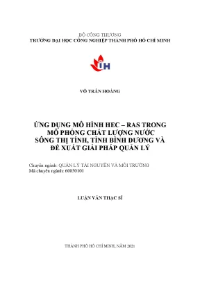 Ứng dụng mô hình hec ras trong mô phỏng chất lượng nước sông thị tính tỉnh bình dương và đề xuất giải pháp quản lý