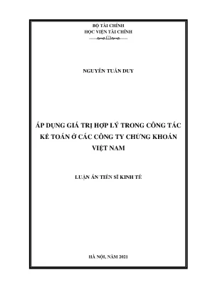 Áp dụng giá trị hợp lý trong công tác kế toán ở các công ty chứng khoán việt nam