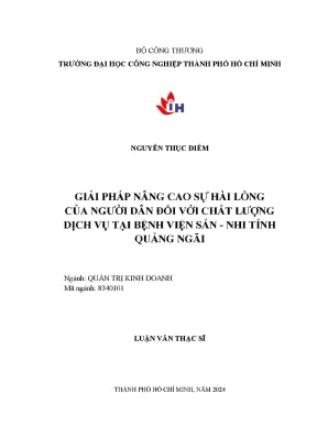 Giải pháp nâng cao sự hài lòng của người dân đối với chất lượng dịch vụ tại bệnh viện sản nhi tỉnh quảng ngãi