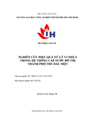 Nghiên cứu hiệu quả xử lý vi nhựa trong hệ thống cấp nước đô thị thành phố thủ dầu một
