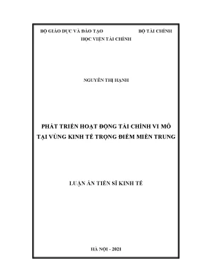 Phát triển hoạt động tài chính vi mô tại vùng kinh tế trọng điểm miền trung