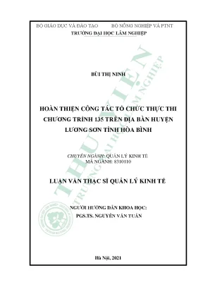 Hoàn thiện công tác tổ chức thực thi chương trình 135 trên địa bàn huyện lương sơn tỉnh hòa bình