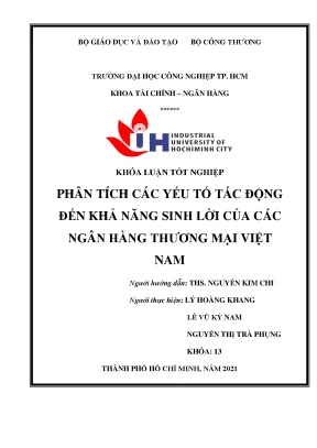 Phân tích các yếu tố tác động đến khả năng sinh lời của các ngân hàng thương mại việt nam