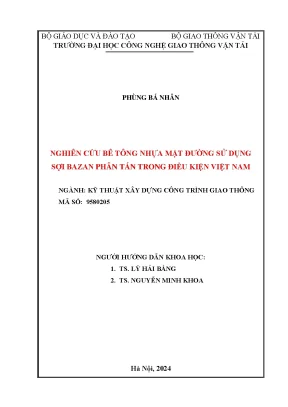 Luận án tiến sĩ nghiên cứu bê tông nhựa mặt đường sử dụng sợi bazan phân tán trong điều kiện việt nam