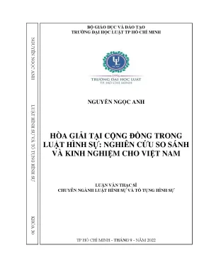 Hoà giải tại cộng đồng trong luật hình sự nghiên cứu so sánh và kinh nghiệm cho việt nam
