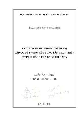 Vai trò của hệ thống chính trị cấp cơ sở trong xây dựng bản phát triển ở tỉnh luông pha bang nước cộng hòa dân chủ nhân dân lào hiện nay