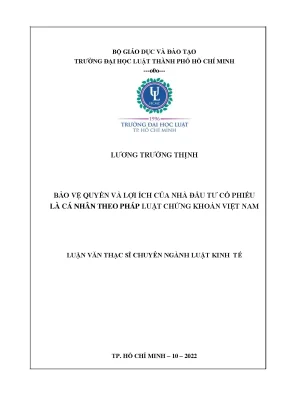 Bảo vệ quyền và lợi ích của nhà đầu tư cổ phiếu là cá nhân theo pháp luật chứng khoán việt nam