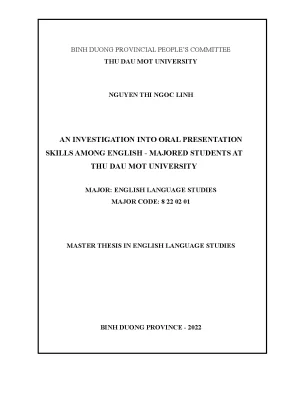 Luận văn an investigation into oral presentation skills among english majored students at thu dau mot university