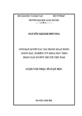 Giới hạn quyền tác giả trong hoạt động giảng dạy nghiên cứu khoa học theo pháp luật sở hữu trí tuệ việt nam